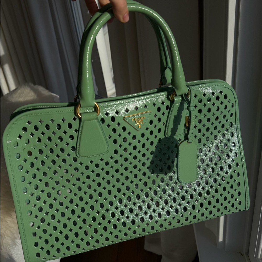 Prada Mint Green Perforated Satchel